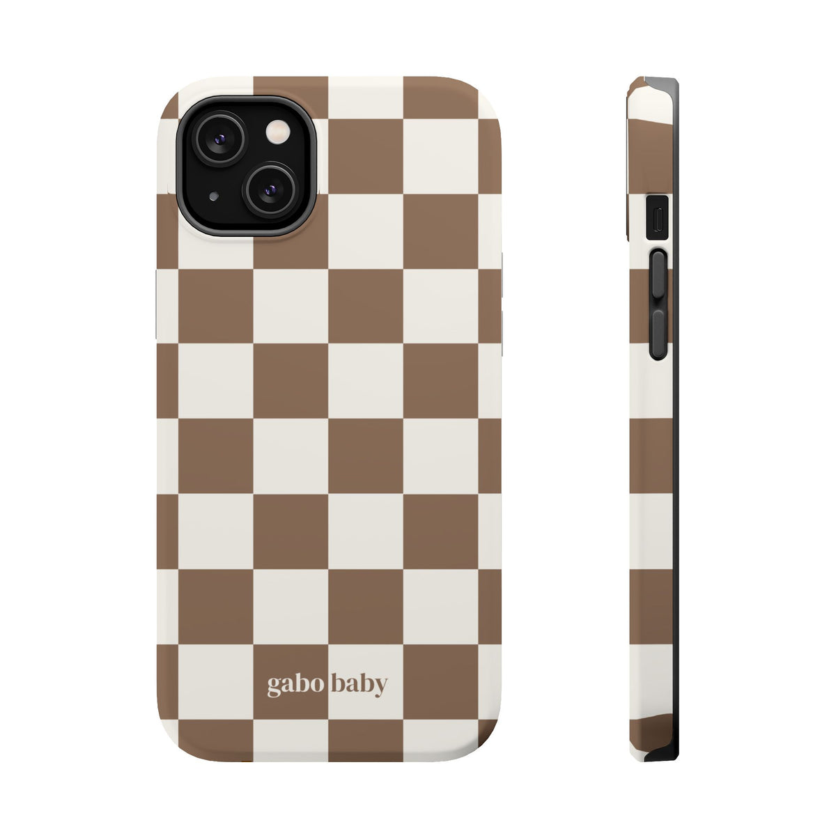 Mocha Check I High-Contrast, Magnetic Impact-Resistant Cases