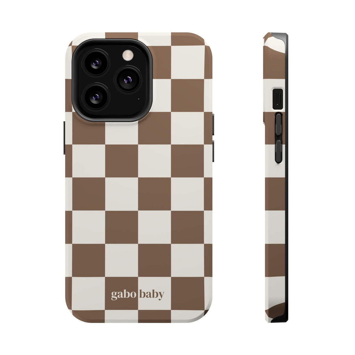 Mocha Check I High-Contrast, Magnetic Impact-Resistant Cases
