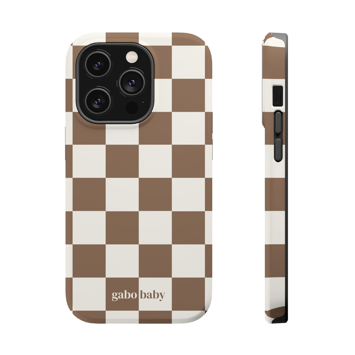 Mocha Check I High-Contrast, Magnetic Impact-Resistant Cases