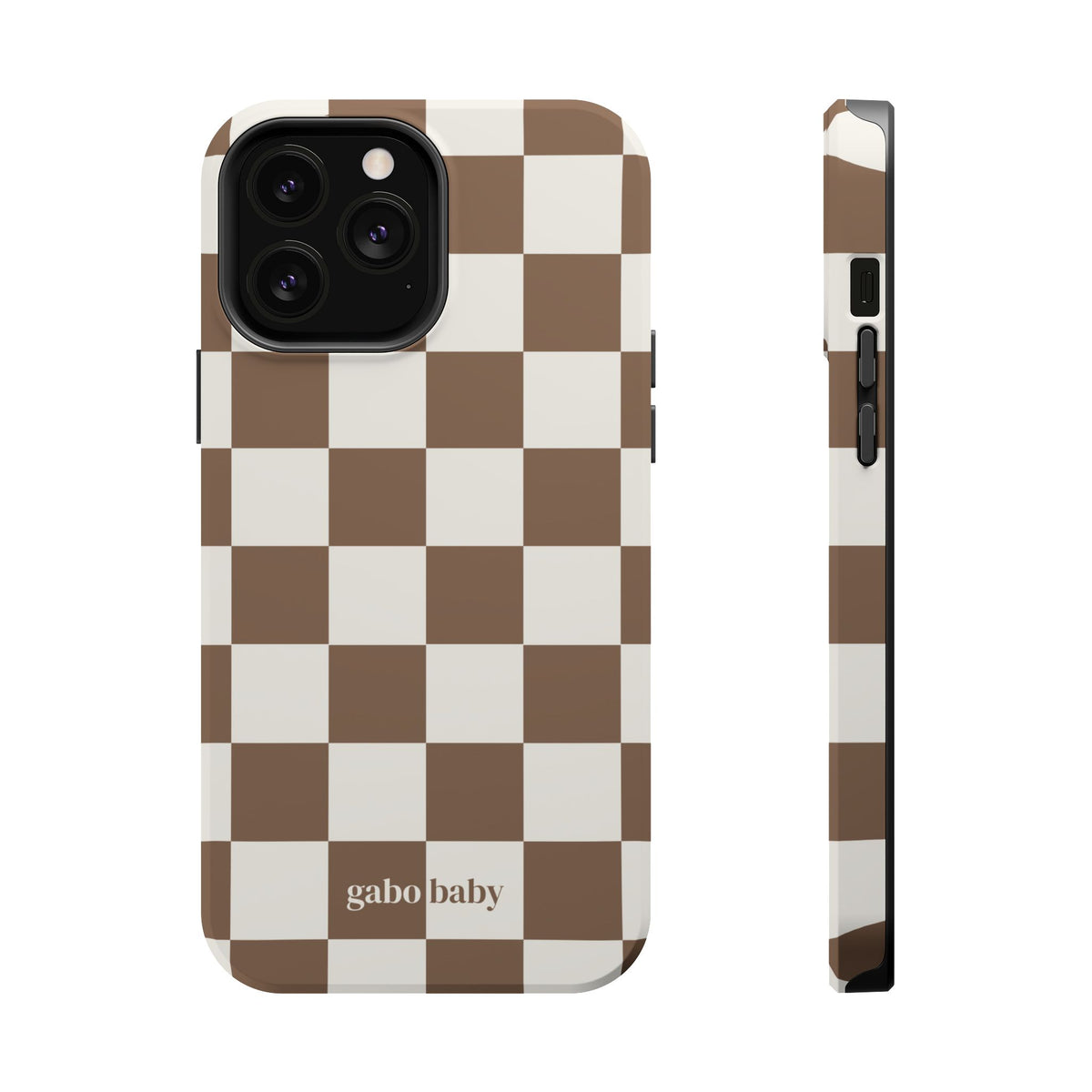 Mocha Check I High-Contrast, Magnetic Impact-Resistant Cases