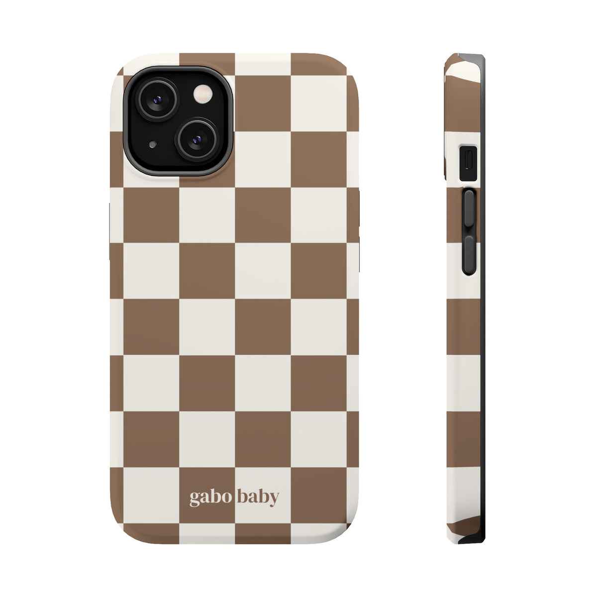 Mocha Check I High-Contrast, Magnetic Impact-Resistant Cases