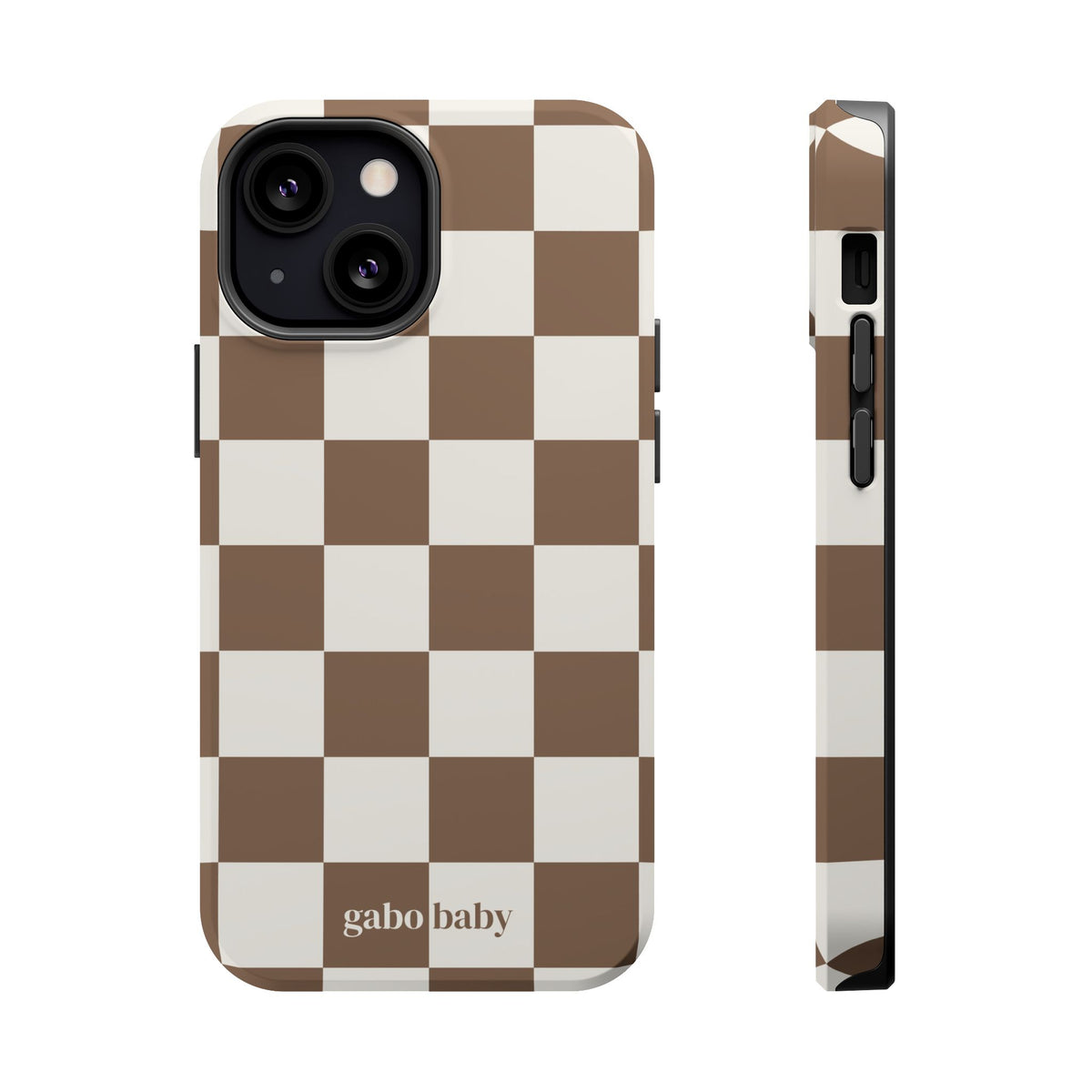 Mocha Check I High-Contrast, Magnetic Impact-Resistant Cases