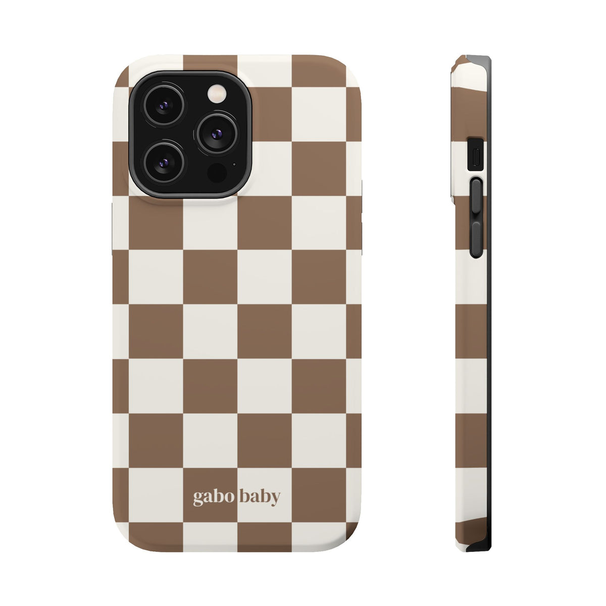 Mocha Check I High-Contrast, Magnetic Impact-Resistant Cases